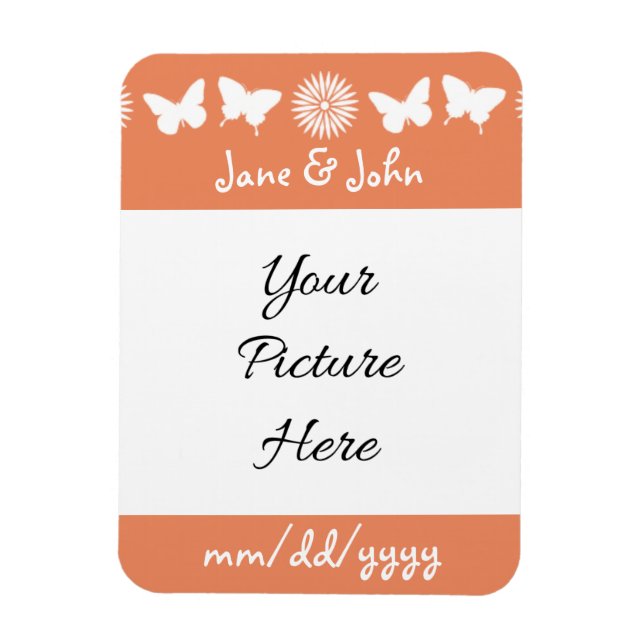 Daisies and Butterflies in Coral Reminder Magnet (Vertical)