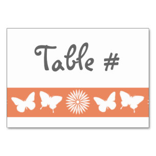 Daisies and Butterflies in Coral Table Card