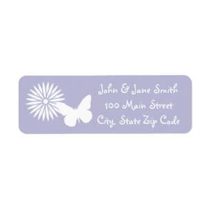 Daisies and Butterflies in Lavender Address Label Return Address Label