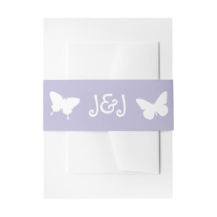 Daisies and Butterflies in Lavender Invite Band Invitation Belly Band