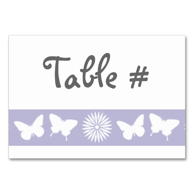 Daisies and Butterflies in Lavender Table Card (Front)
