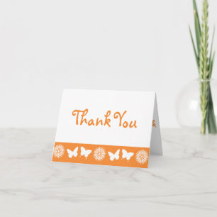 Daisies and Butterflies in Orange Thank You Card