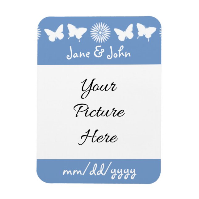 Daisies and Butterflies in Periwinkle Magnet (Vertical)