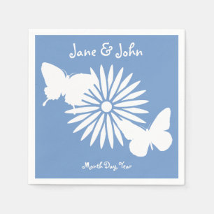 Daisies and Butterflies in Periwinkle Napkins