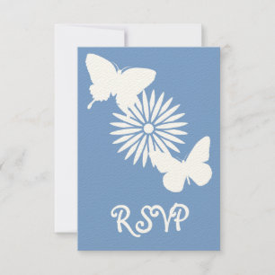 Daisies and Butterflies in Periwinkle RSVP Card