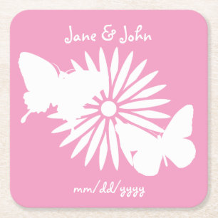 Daisies and Butterflies in Petal Pink Coaster
