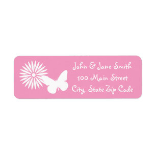 Daisies and Butterflies in Petal Pink Label Return Address Label