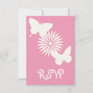 Daisies and Butterflies in Petal Pink RSVP Card