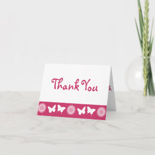 Daisies and Butterflies in Raspberry Note Card
