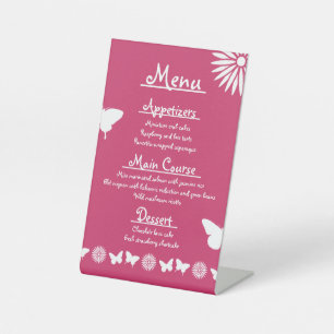 Daisies and Butterflies in Raspberry Pedestal Sign