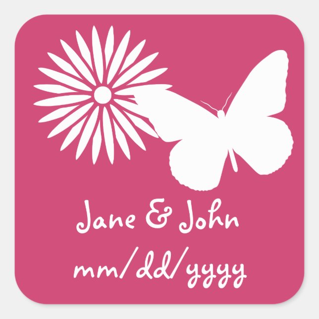 Daisies and Butterflies in Raspberry Sticker (Front)
