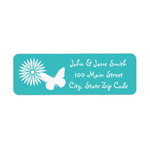 Daisies and Butterflies in Turquoise Address Label Return Address Label