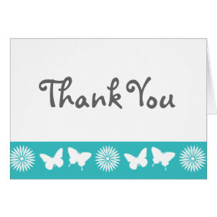 Daisies and Butterflies in Turquoise Note Card