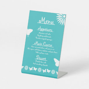Daisies and Butterflies in Turquoise Pedestal Sign
