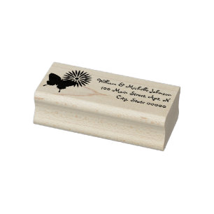 Daisies and Butterflies Wooden Address Stamp