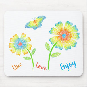 Daisies and Butterfly Mouse Pad