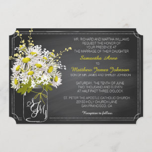 Daisies and Chalkboard Wedding Invitation Card
