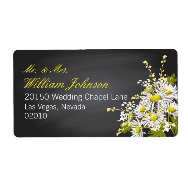 Daisies and Chalkboard Wedding Label (Front)