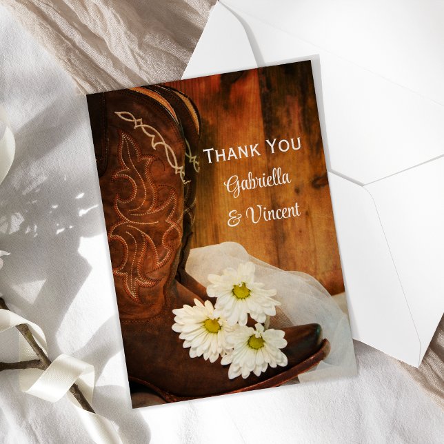 Daisies and Cowboy Boots Western Wedding Thank You (Creator Uploaded)