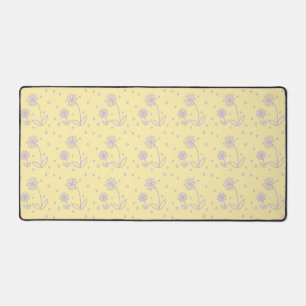 Daisies and Dots 2 - Pastel Yellow and Purple Desk Mat