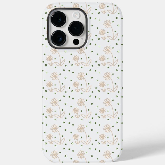 Daisies and Dots 2 - White, Sand and Palm Green Case-Mate iPhone Case (Back)