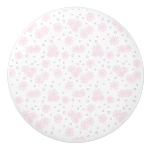 Daisies and Dots - Pastel Pink, Yellow and Purple Ceramic Knob
