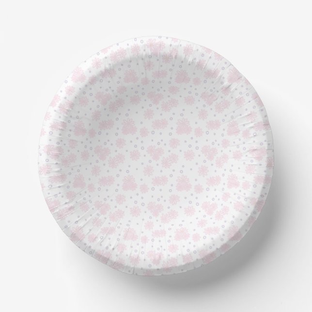 Daisies and Dots - Pastel Pink, Yellow and Purple Paper Plate (Front)