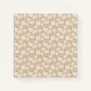 Daisies and Dots - White, Sand and Palm Green Notebook