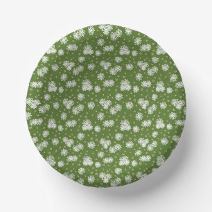Daisies and Dots - White, Sand and Palm Green  Paper Plate