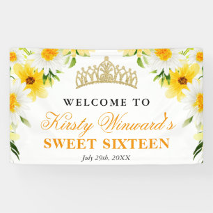 Daisies and Flowers Welcome Sweet Sixteen Banner