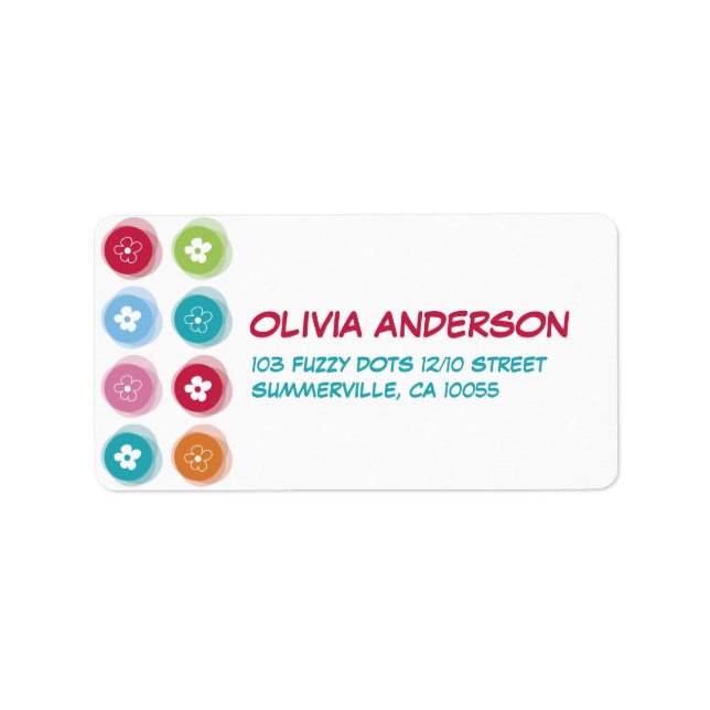 Daisies and Fun Fuzzy Colour Dots Address Labels (Front)