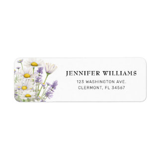 Daisies and Lavender Flowers Return Address Labels