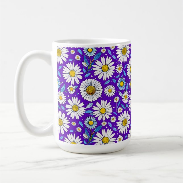 Daisies and Leaves Coffee Mug (Left)