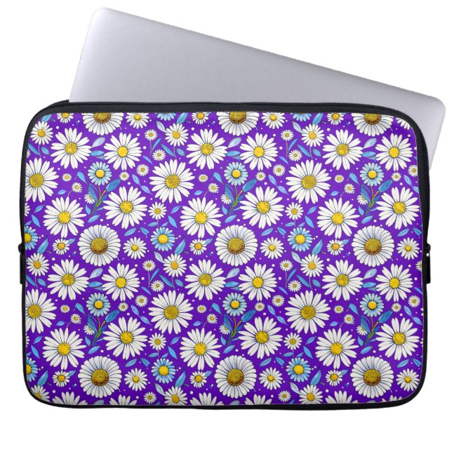 Daisies and Leaves Laptop Sleeve (Front)