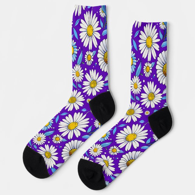 Daisies and Leaves Socks (Left)