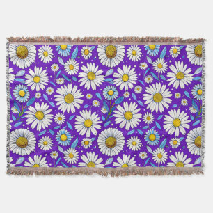Daisies and Leaves Throw Blanket