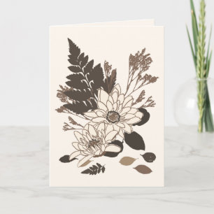 Daisies and Leaves - transparent on cream. Card