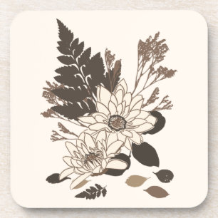 Daisies and Leaves - transparent on cream. Coaster