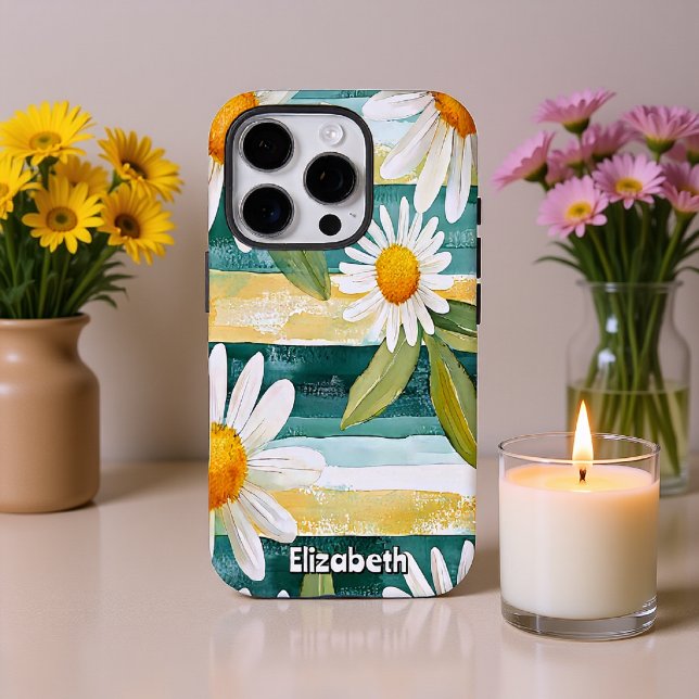 Daisies and Painterly Stripes Case-Mate iPhone Case (Creator Uploaded)