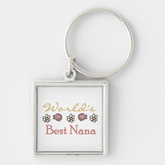 Daisies and Roses Best Nana Gifts Key Ring (Front)