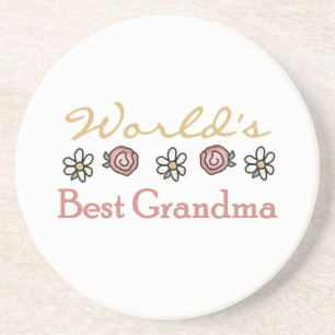 Daisies and Roses World's Best Grandma Gifts Coaster