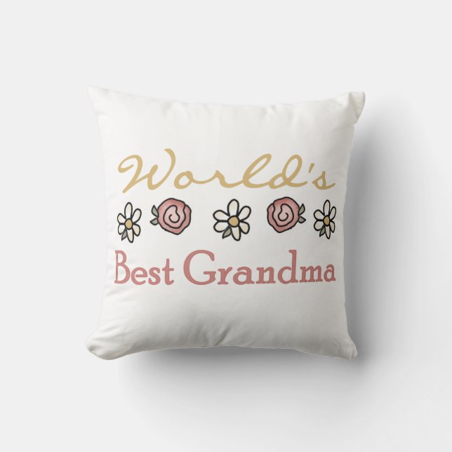 Daisies and Roses World's Best Grandma Gifts Cushion (Front)
