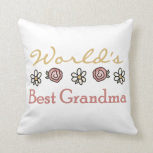 Daisies and Roses World's Best Grandma Gifts Cushion