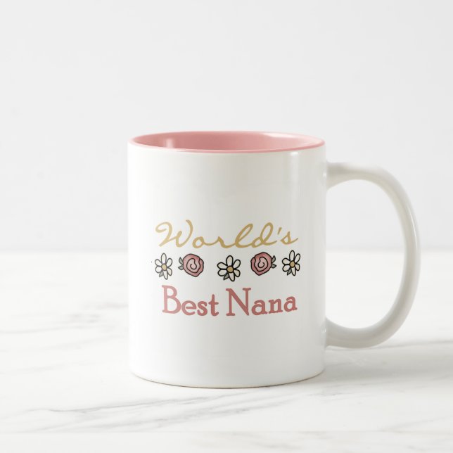 Daisies and Roses World's Best Nana Tshirts Two-Tone Coffee Mug (Right)