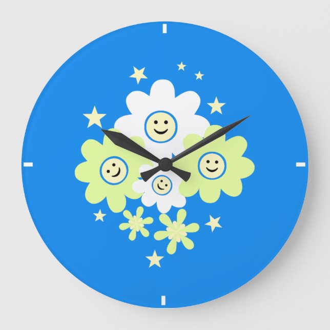 Daisies and Stars Large Clock (Front)