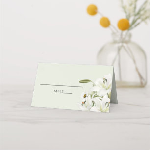 Daisies And White Lilies Light Green Background P Place Card