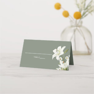 Daisies And White Lilies Place Card