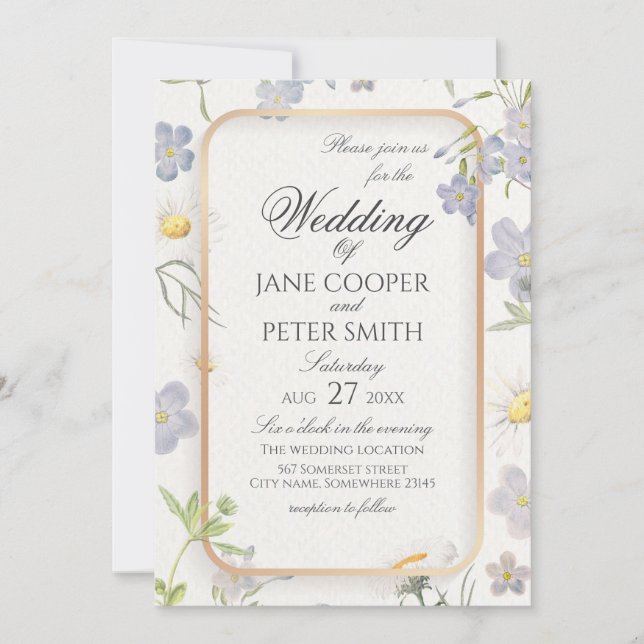 Daisies and wildflowers floral Wedding Invitation (Front)