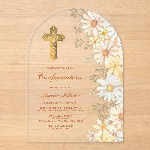 Daisies Arch Confirmation Acrylic Invitations
