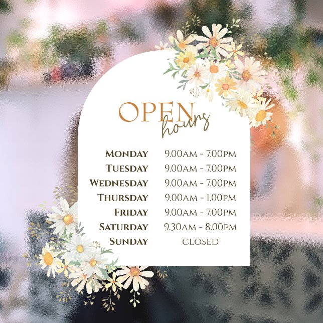 Daisies arch open hours window cling (Creator Uploaded)
